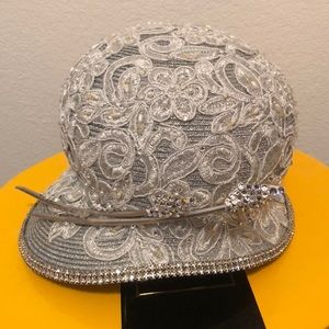 Silver Lace and Stone Church Hat